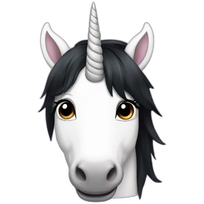 Unicorn with black hair emoji