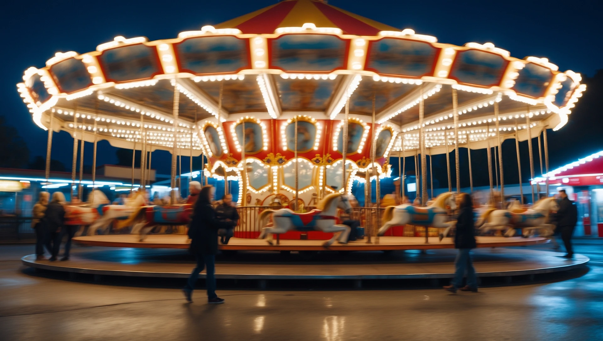 long exposure photo, a moving carousel at night emoji