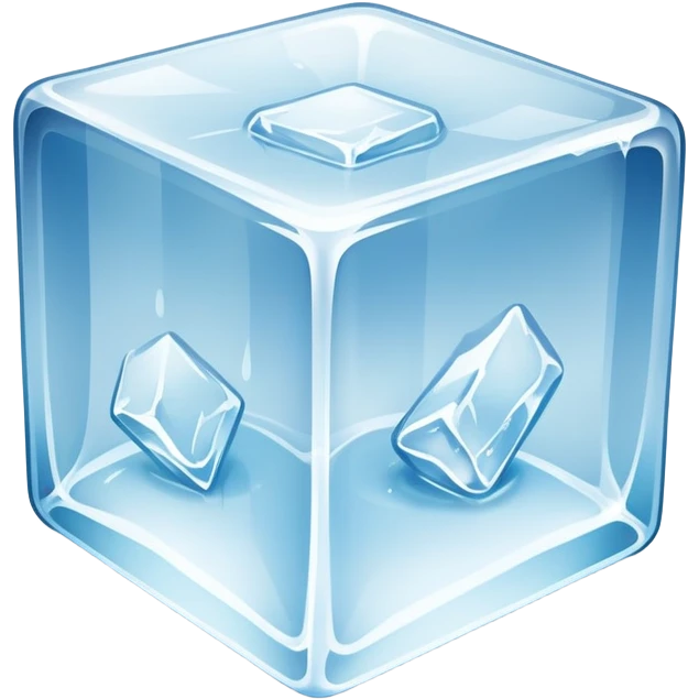A clear frozen ice cube with light reflections emoji