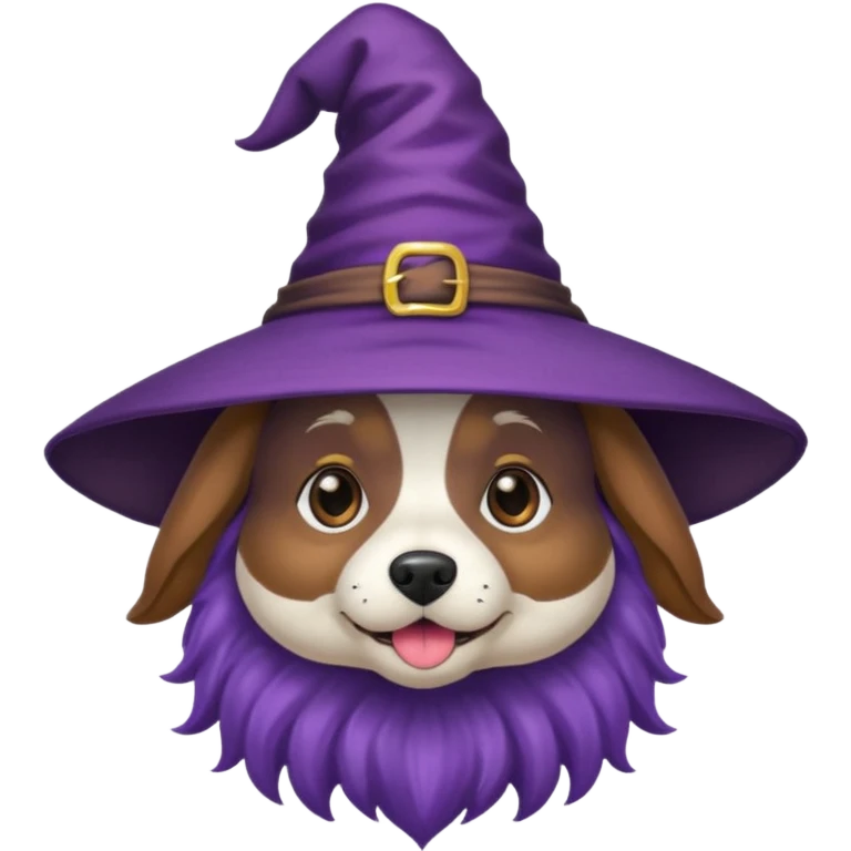 dog wear purple wicth hat emoji