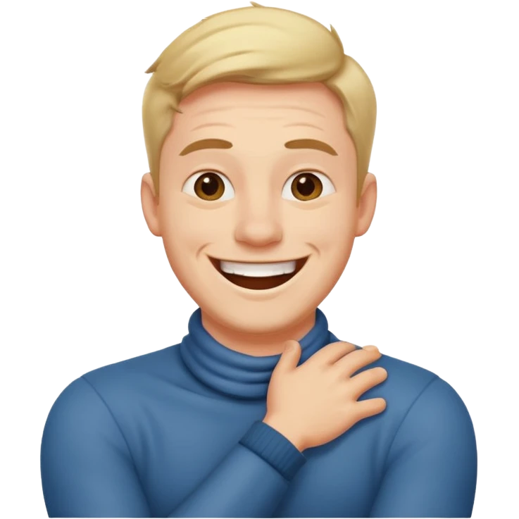 A guy laughing with his arms crossed on his neck  emoji
