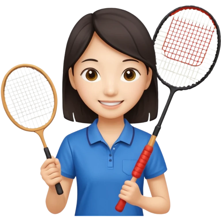 ancient hanbook girl with badminton racket emoji