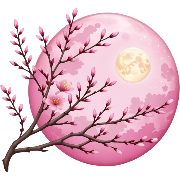 sakura branch with a moon emoji