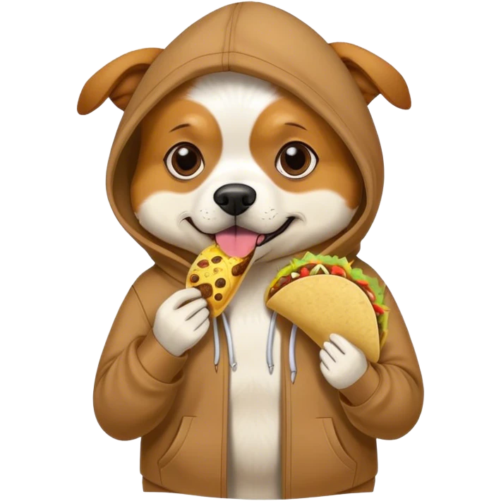 dog wearing hoodie eating a taco emoji