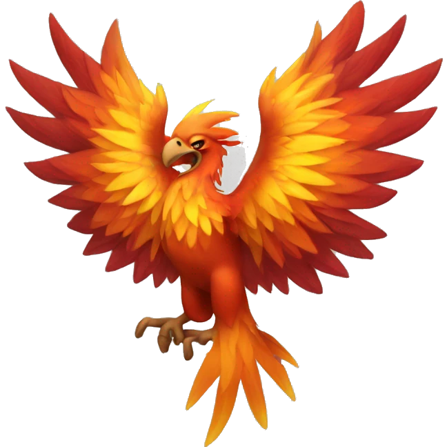 a phoenix looking like a phoenix-person with in head looking angry emoji