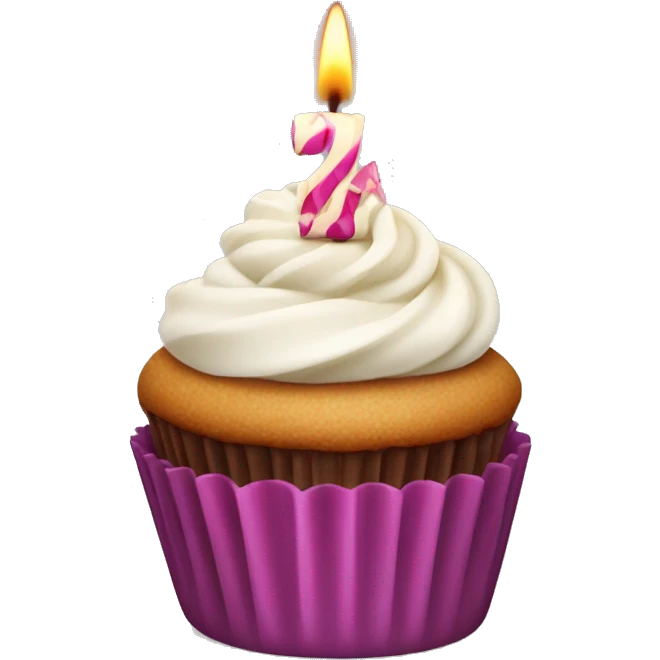 Birthday cupcake with candle on it  emoji