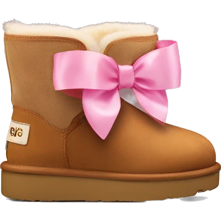 light ultra mini chestnut uggs platform with a pink bow on the back emoji