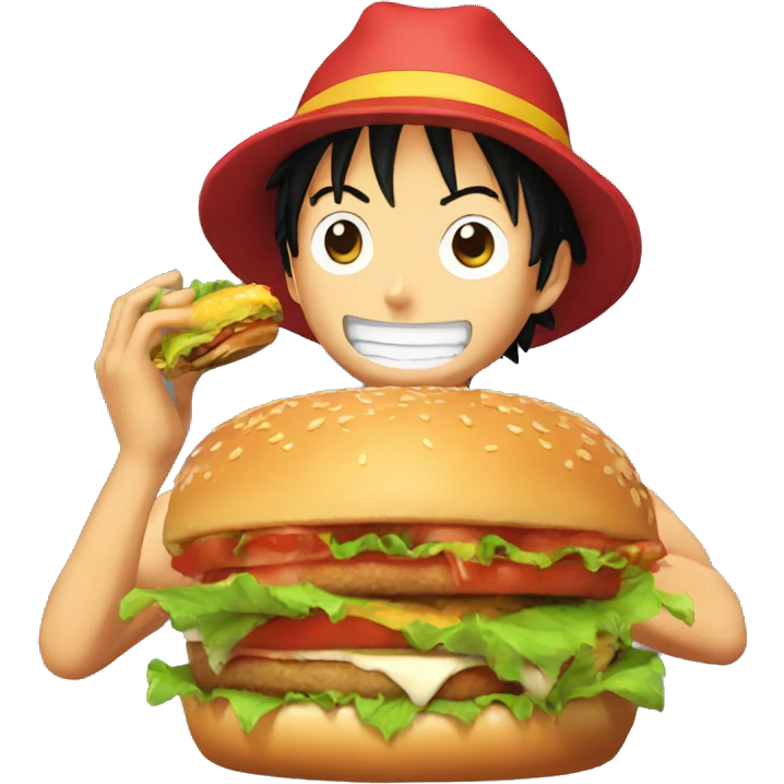Luffy qui mange un Burger  emoji