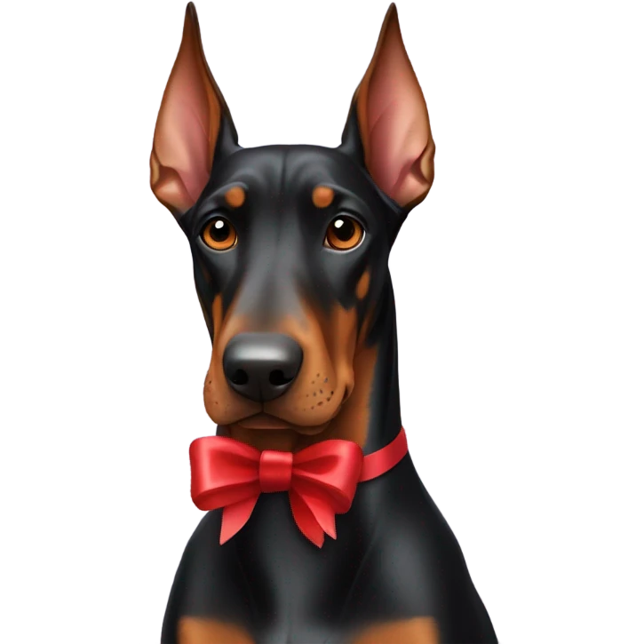 Doberman dog with red bow emoji