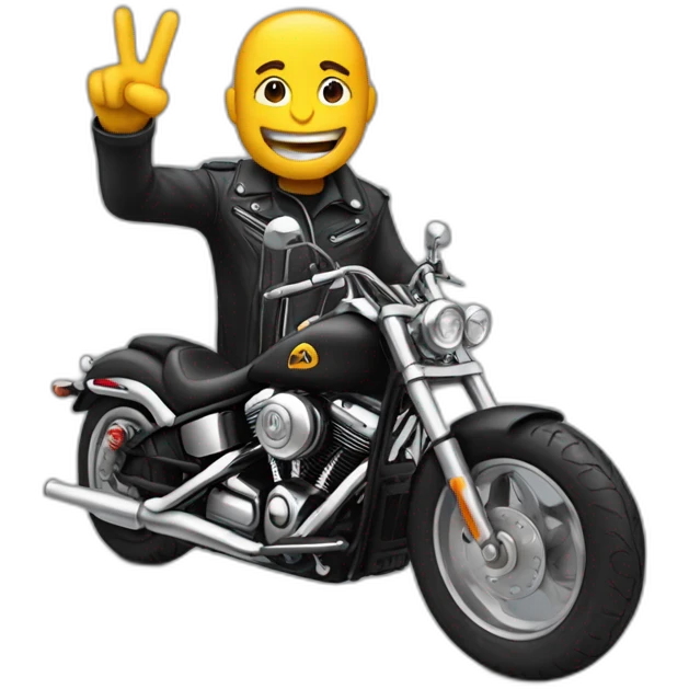 biker greeting, which involves making a 'peace' sign with the index and middle fingers of the left hand. emoji