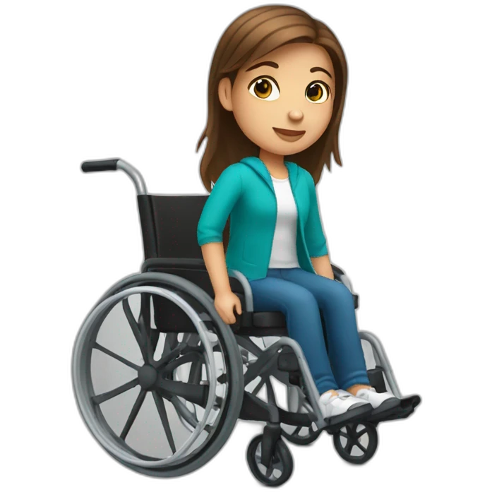 a brown hair girl using wheelchair emoji