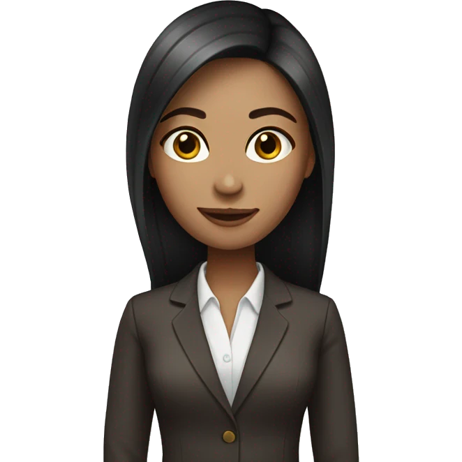 Fair skin Business woman with long dark brown hair emoji
