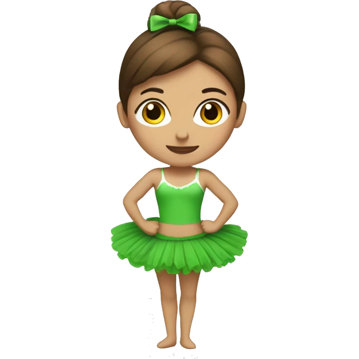 bailarina blanca pelo maron con tutu verde emoji