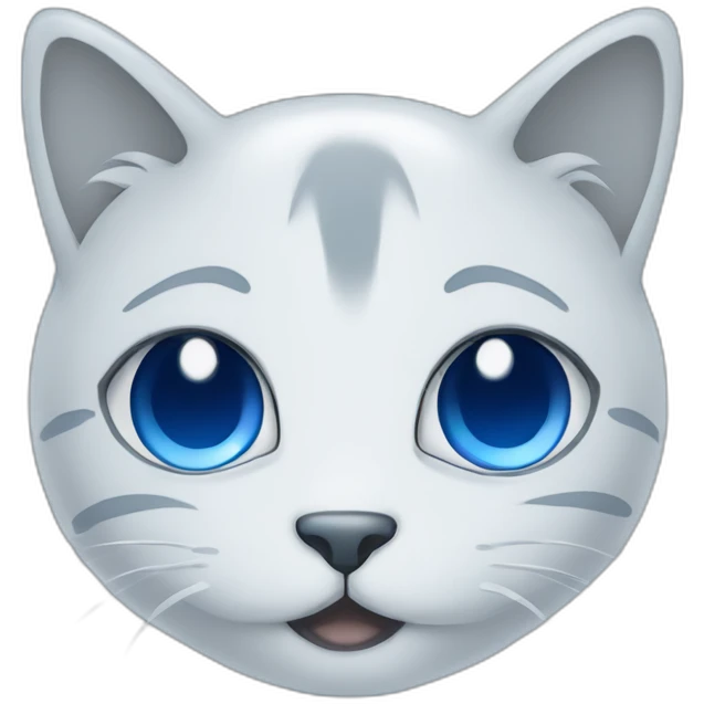 Blue simplistic sketch of a cute cat face emoji
