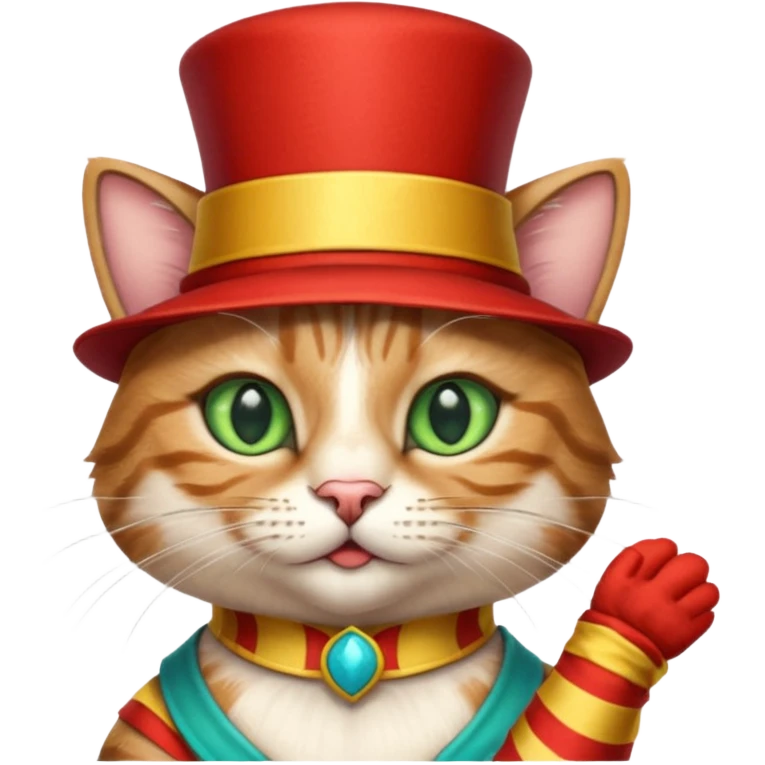 I wanna circus cat having a circus hat on is a circus gloves emoji
