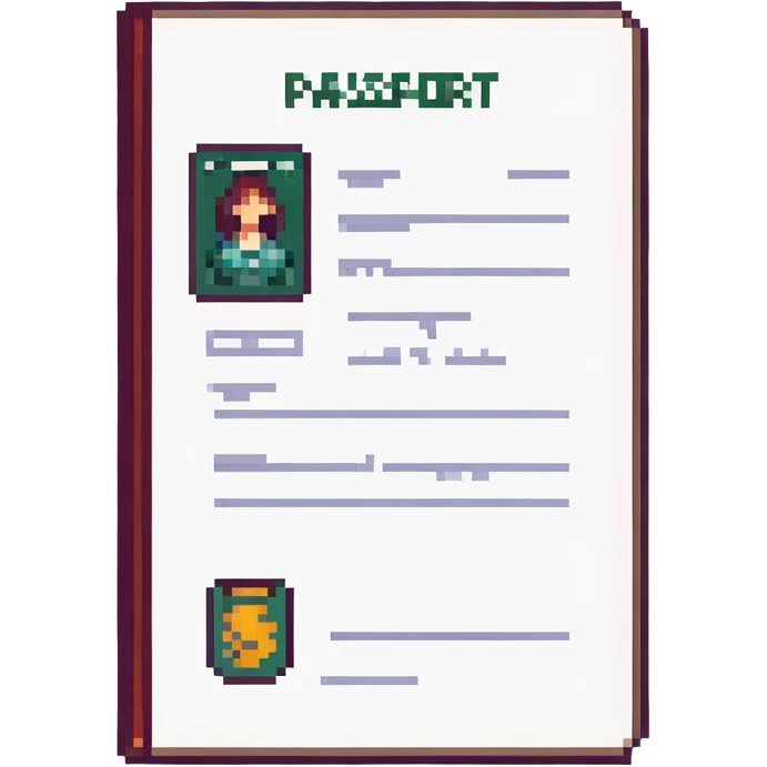 pixel art style passport, open showing ID page emoji