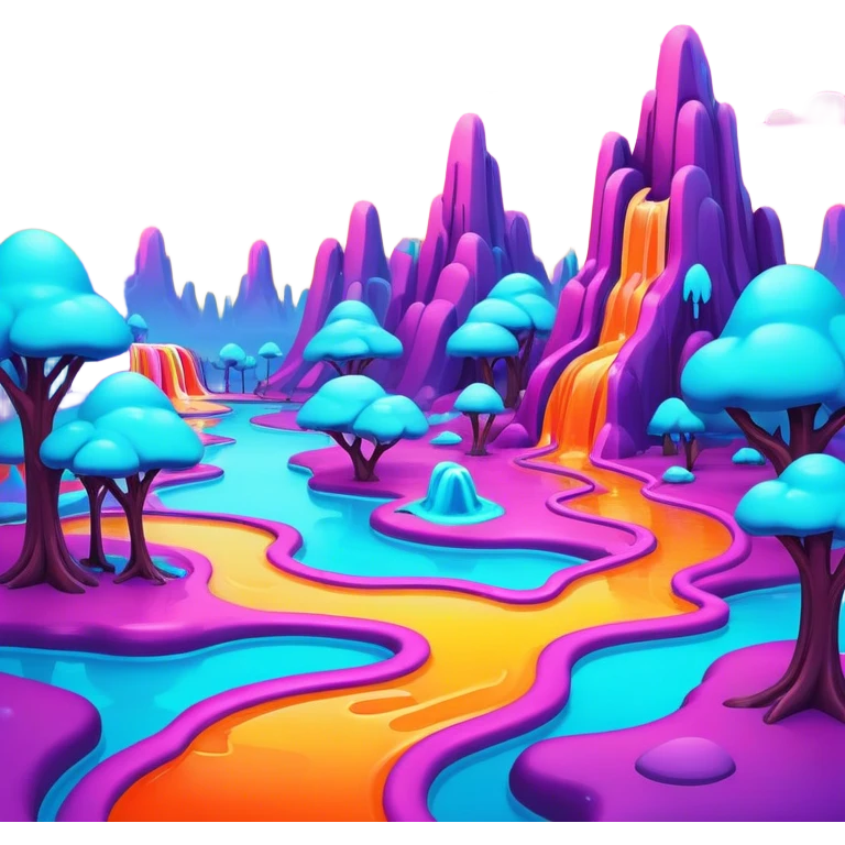 melting neon colors surreal park landscape emoji