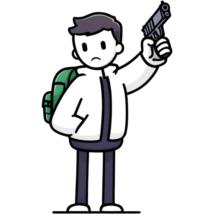 Guy pointing a pink gun at his own head emoji
