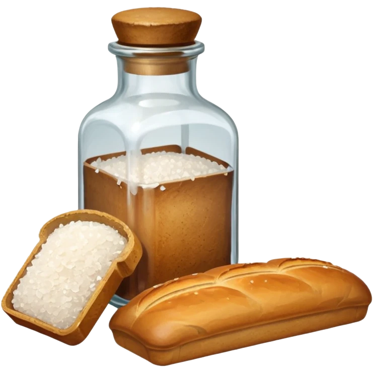  a one victorian bottle of salt and a loaf of bread emoji