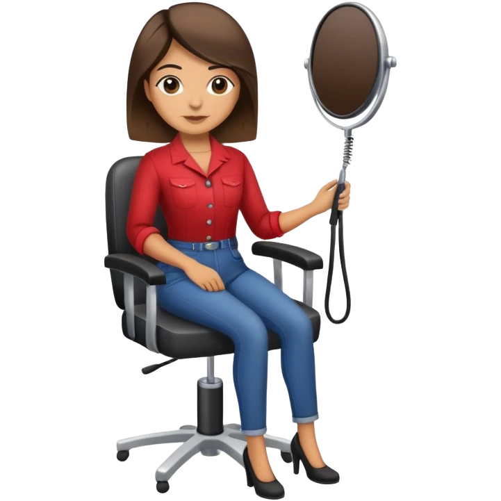 Hispanic hairstylist behind styling chair emoji