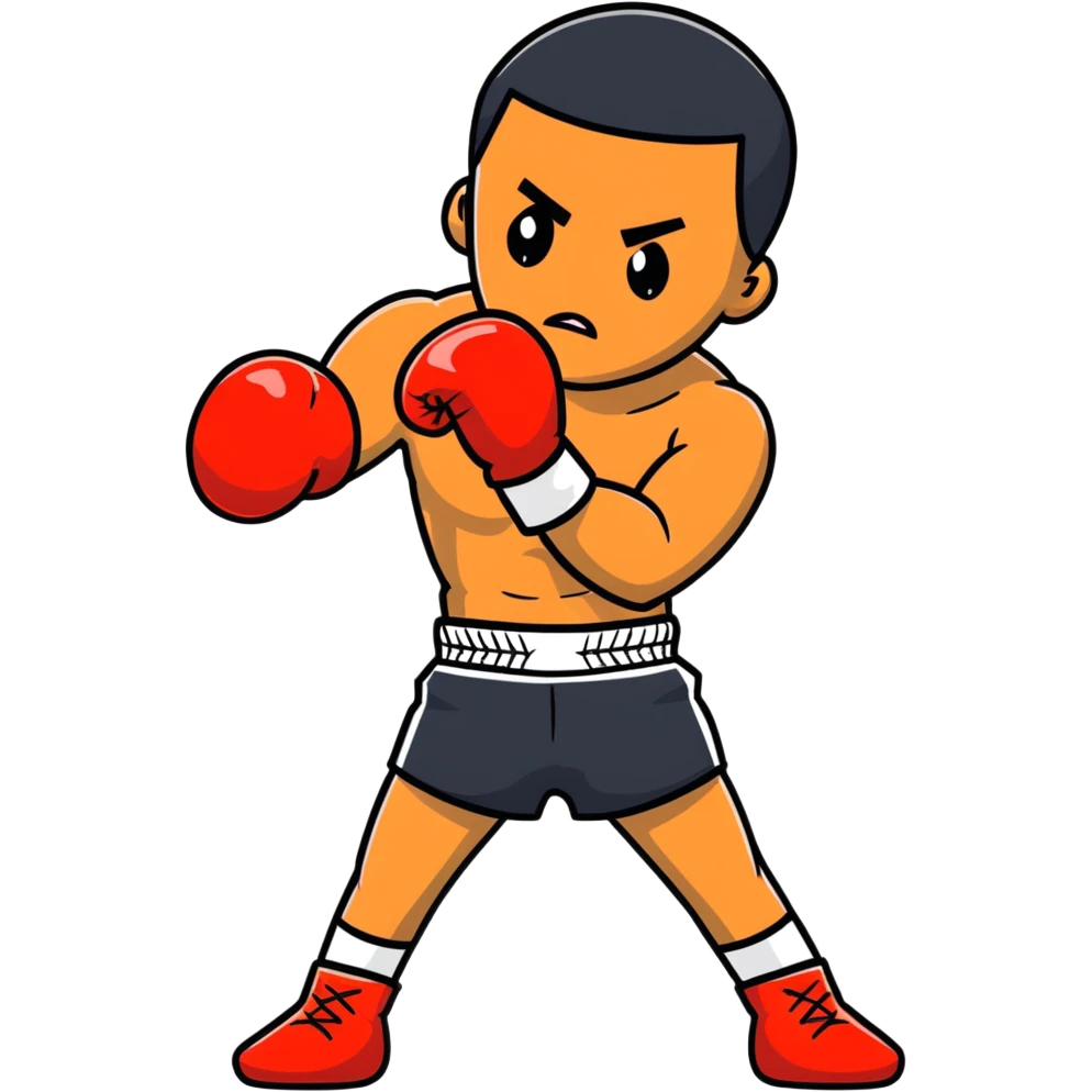 Young Black boxer, 19 years old, in boxing pose with gloves emoji