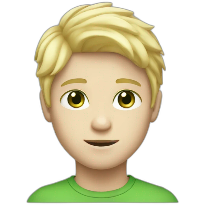 A boy with white skin, blond hair, green eyes emoji