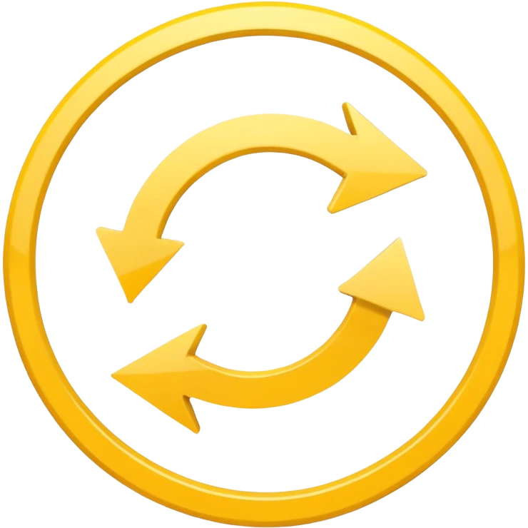 Prompt 15: "Is your backup plan."
Graphic: 🔄 Refresh/loop arrows icon (white with yellow highlights).
Animation: Arrows rotate smoothly.
Background: Transparent. emoji