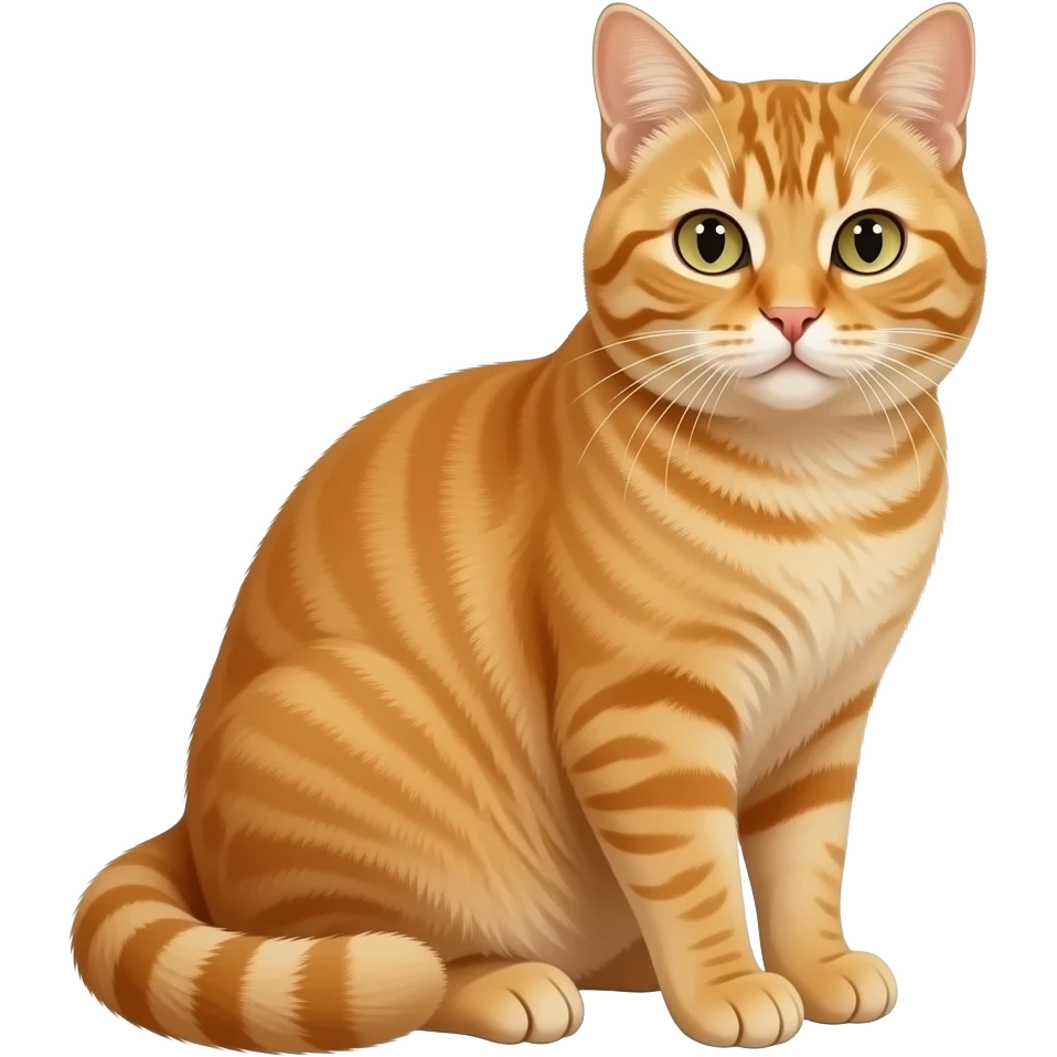 Realistic sitting beautiful fine aesthetic orange ginger cat emoji