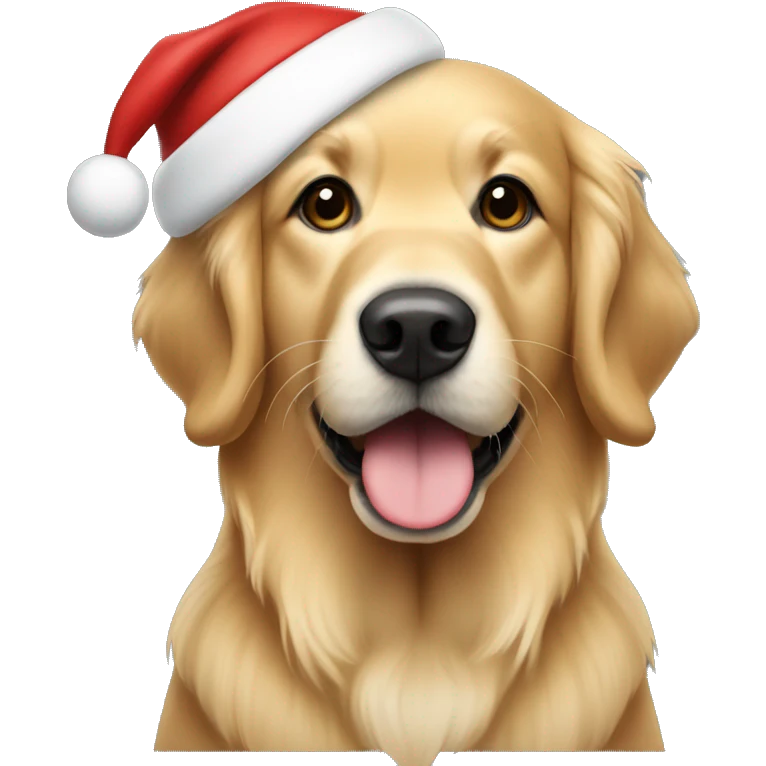 Golden retriever in a santa hat  emoji