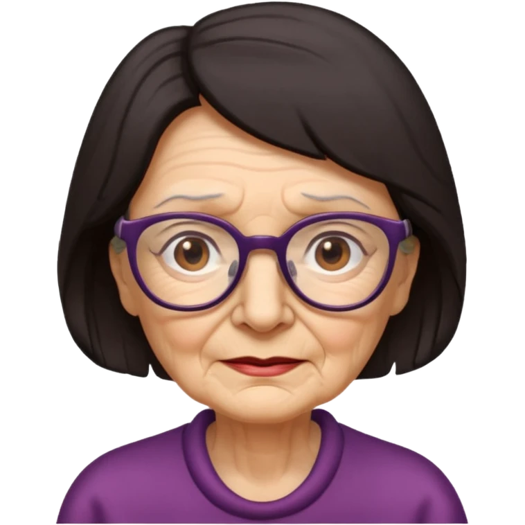 Old woman dark hair glasses emoji