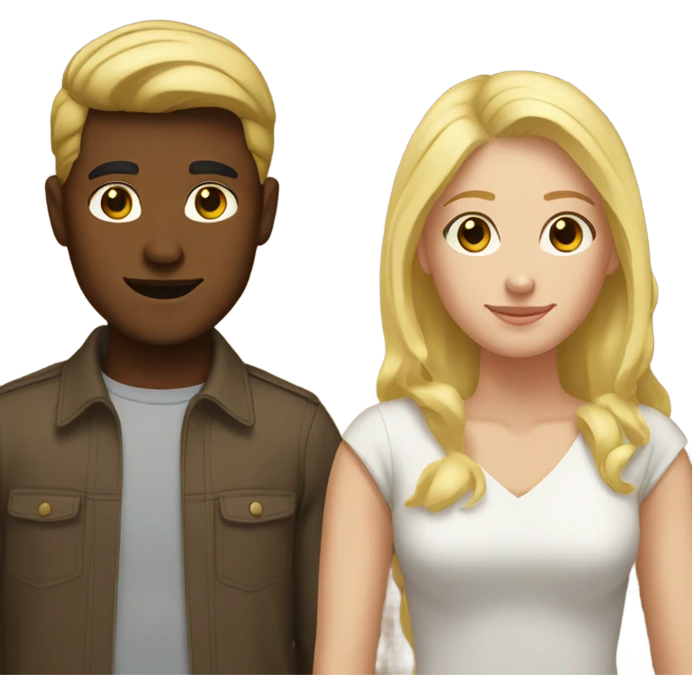 brown dude with brown hair white girl with blonde hair emoji