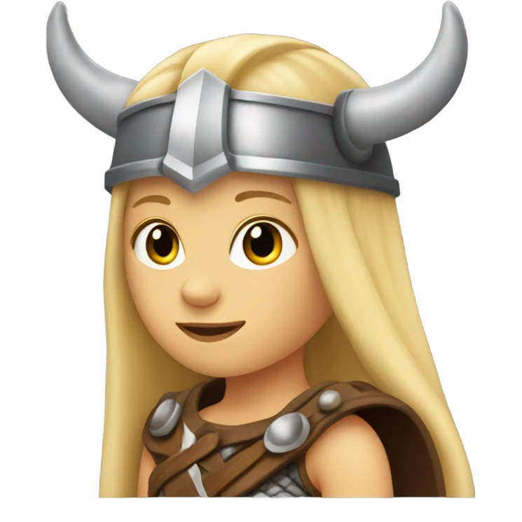Girl Viking blonde hair helmet with horns emoji
