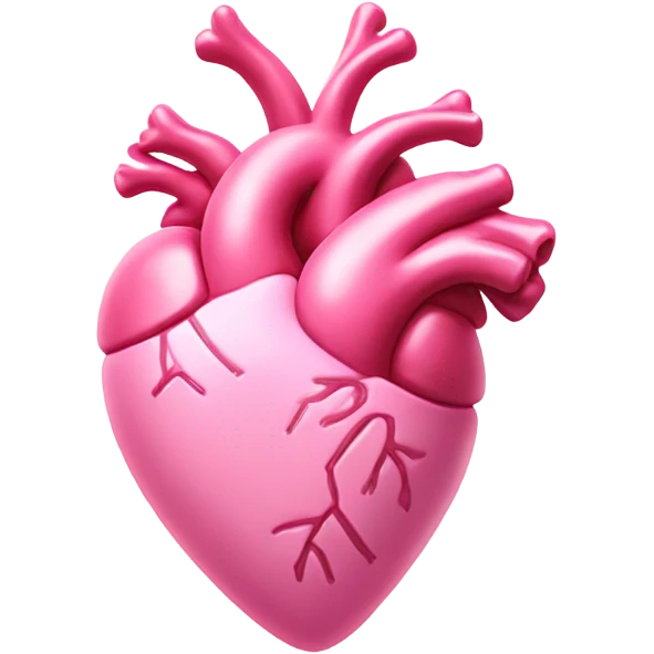 Pink anatomical heart pastel pink with pink bow tie on top emoji