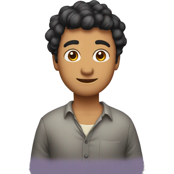  chico con pelo lasio largo,trigueño, vestido con polera negra emoji