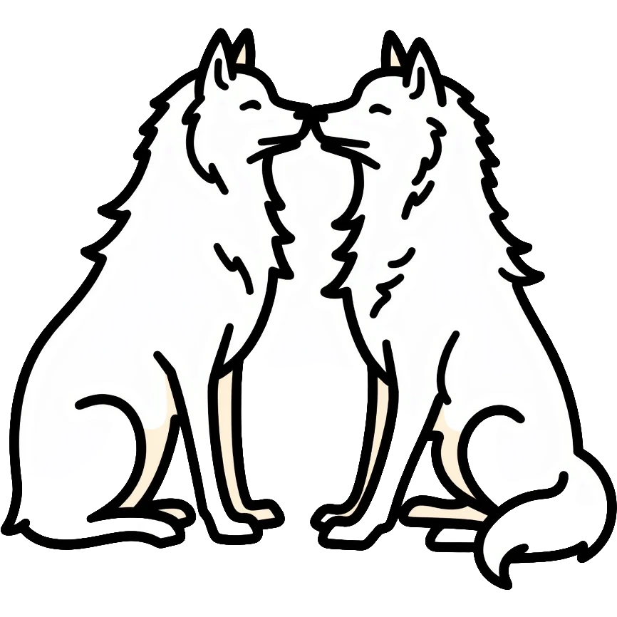 couple of white wolves in love emoji