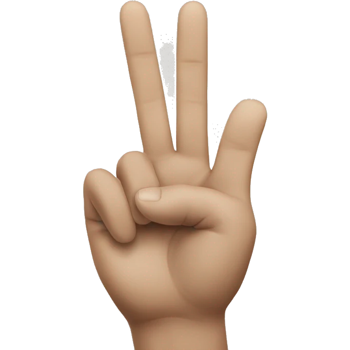 Peace fingers with kiss emoji
