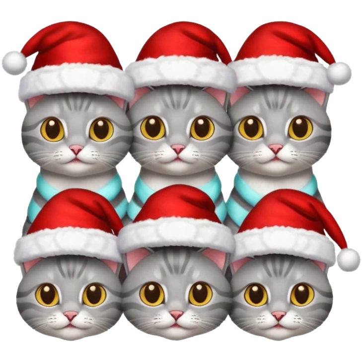 grey cats with Christmas hats emoji
