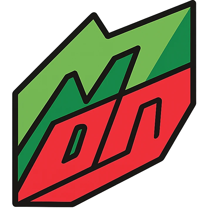 abstract Mountain Dew logo-inspired icon, using signature green and red, geometric shapes, no text emoji
