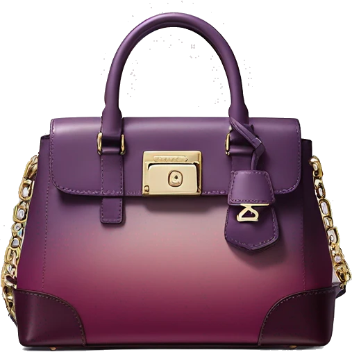 Realistic isolated plum purple to wine color ombre michael kors satchel purse without a strap.  emoji