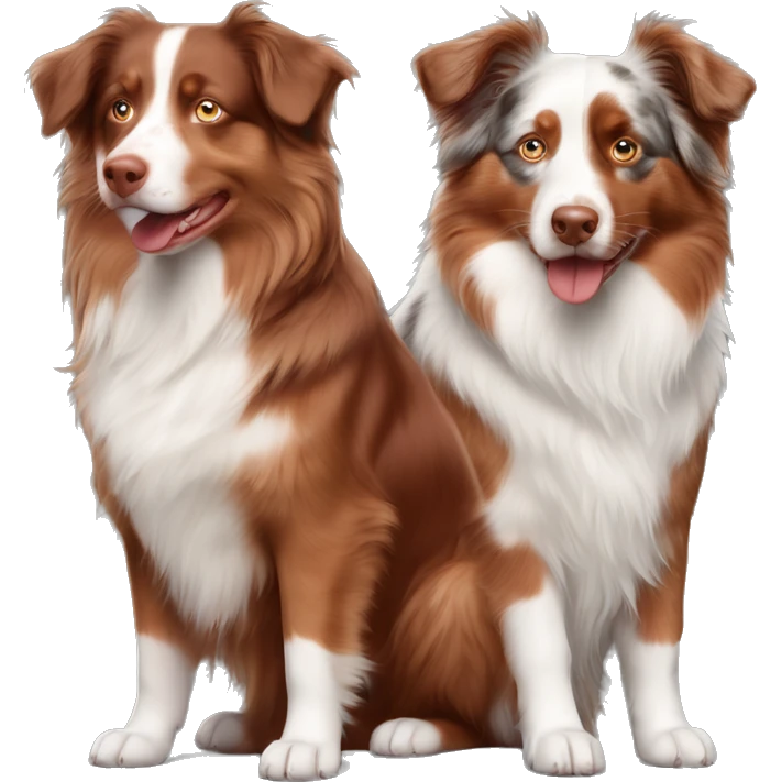 red tri Australian Shepherd, and red Merle Australian Shepherd emoji