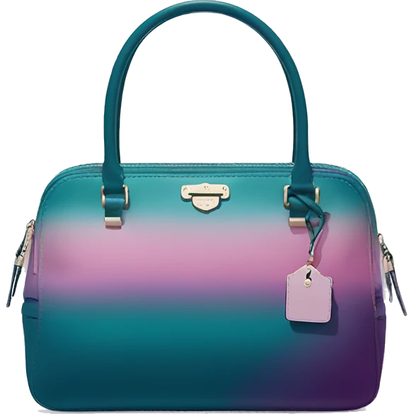 Realistic isolated dark teal,pink and purple ombre Kate Spade handbag. emoji