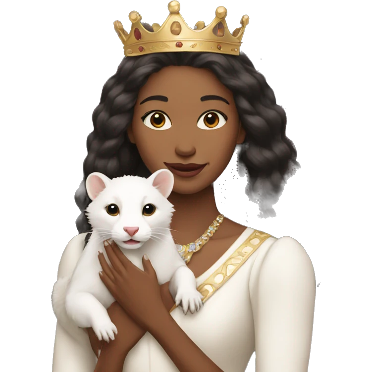 Queen holding a pet white ferret emoji