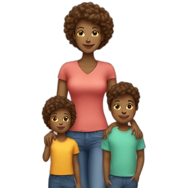 Mom with 3 children White  emoji