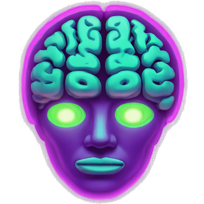 neon illuminated brain emoji