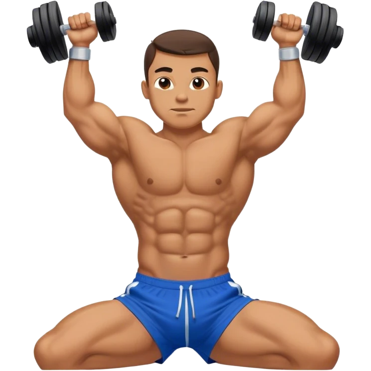 bodybuilder in blue shorts doing sit-ups emoji