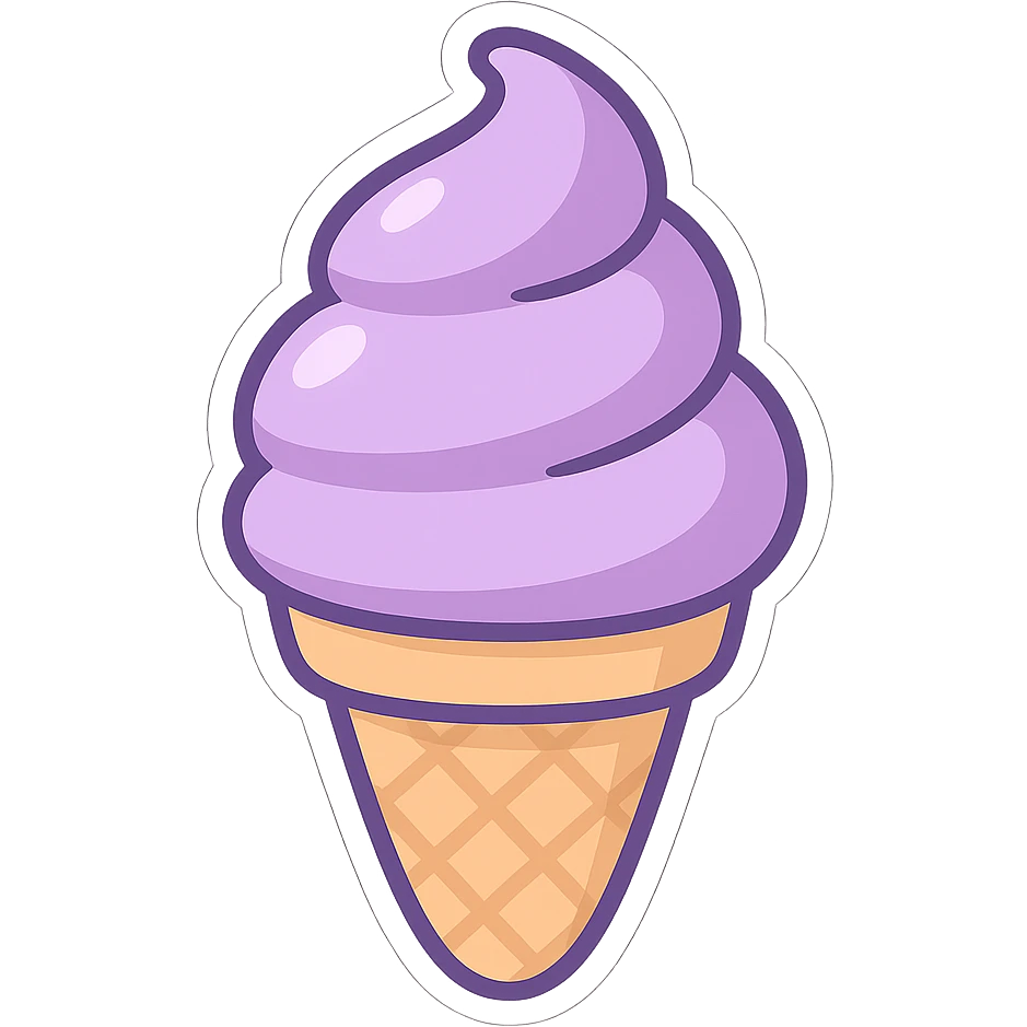 purple ice cream cone, chibi style sticker emoji