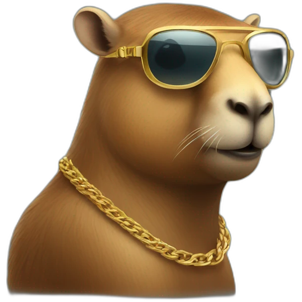 A capibara with sunglasses and a gold chain emoji
