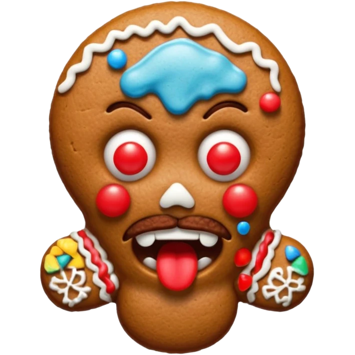 angry gingerbread man head emoji