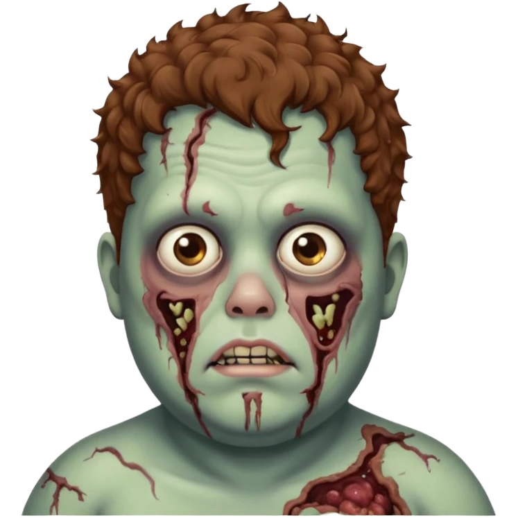 a zombie boy with brown curly hair and a fat double chin emoji