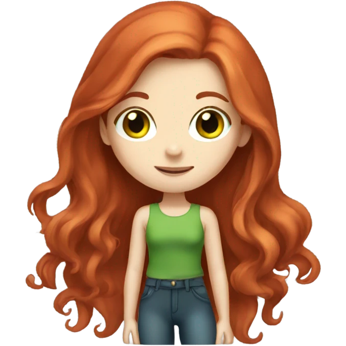 girl, red long hair,  pale-skin,green-eyes emoji